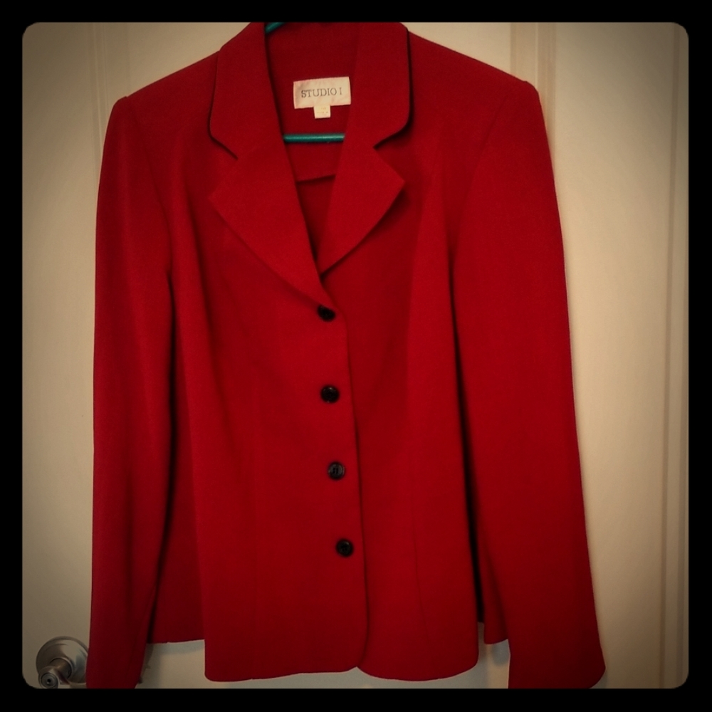 Red suit jacket